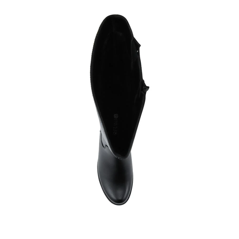 Warm Block Heel Long Boots - WK42028 / 328 360 - Black - Image 4