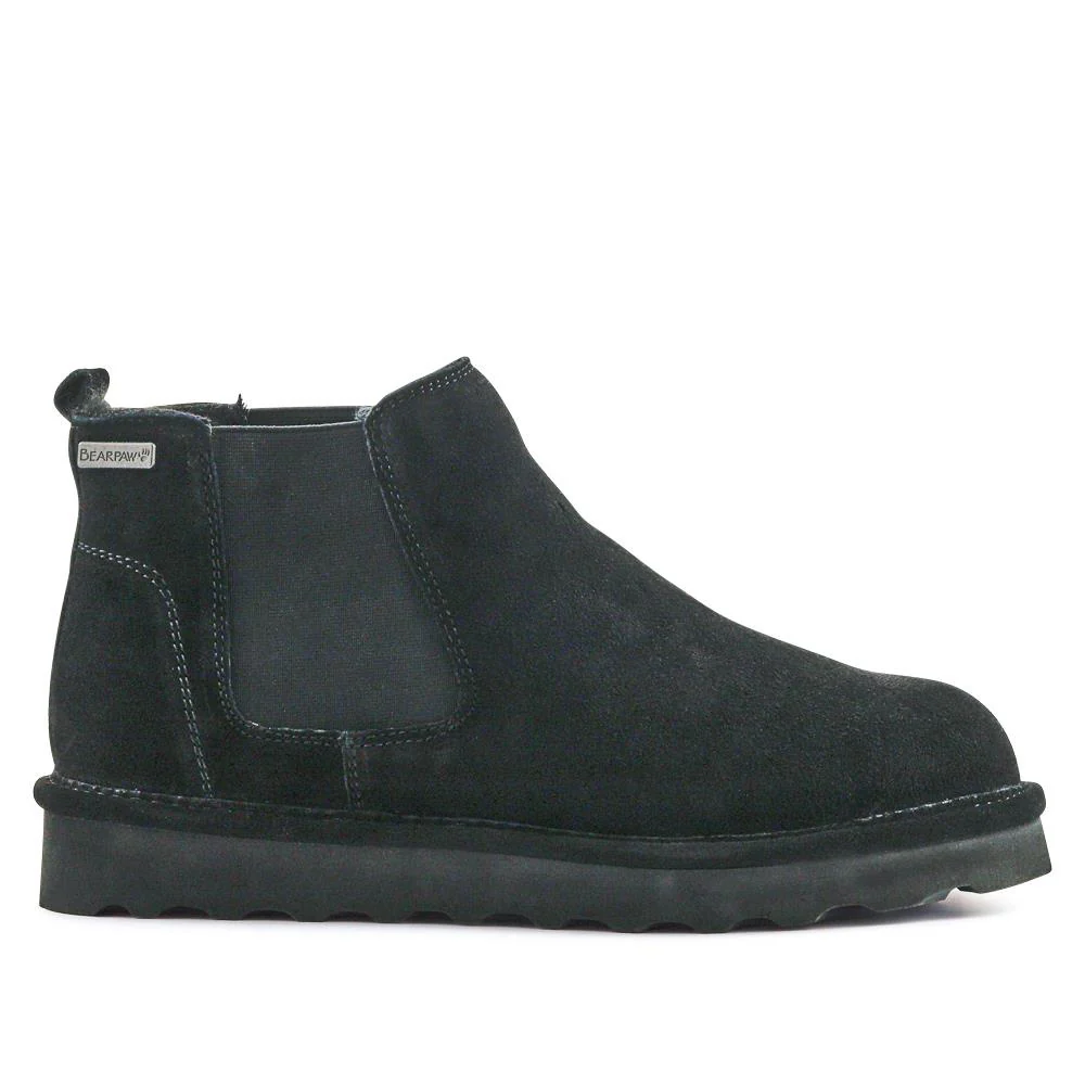 Warm Lined Chunky Slip On Ankle Boots - EDNB40079 / 326 909 - Black Suede - Image 2