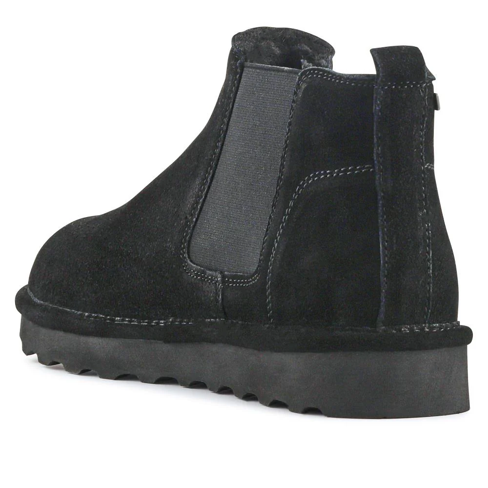 Warm Lined Chunky Slip On Ankle Boots - EDNB40079 / 326 909 - Black Suede - Image 3