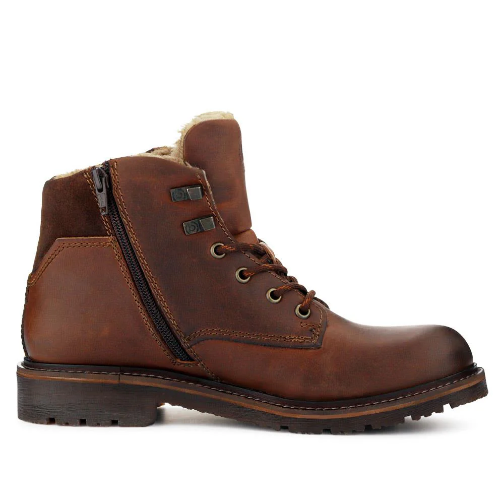 Warm-Lined Leather Boots - BUG40525 / 326 011 - Brown - Image 2