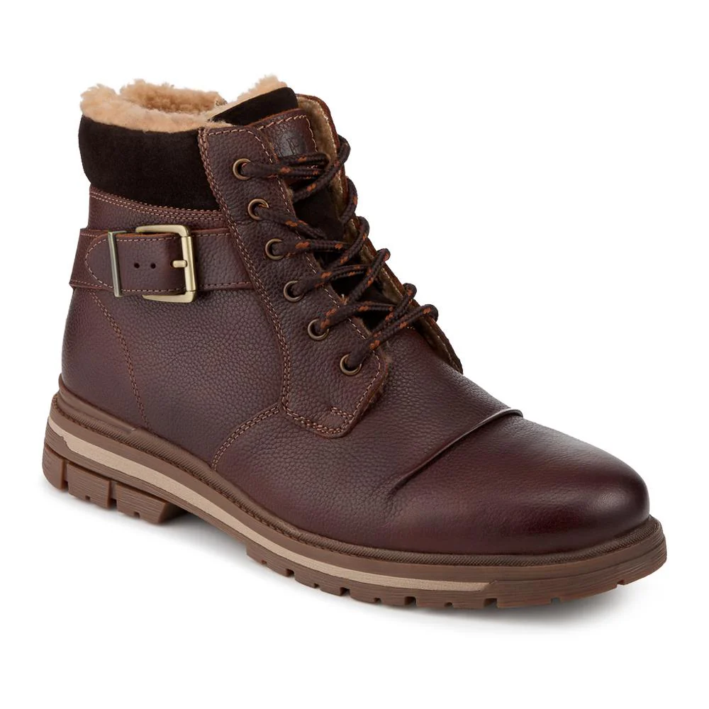Warm Lined Leather Lace Up Boots - RNB42019 / 328 051 - Brown
