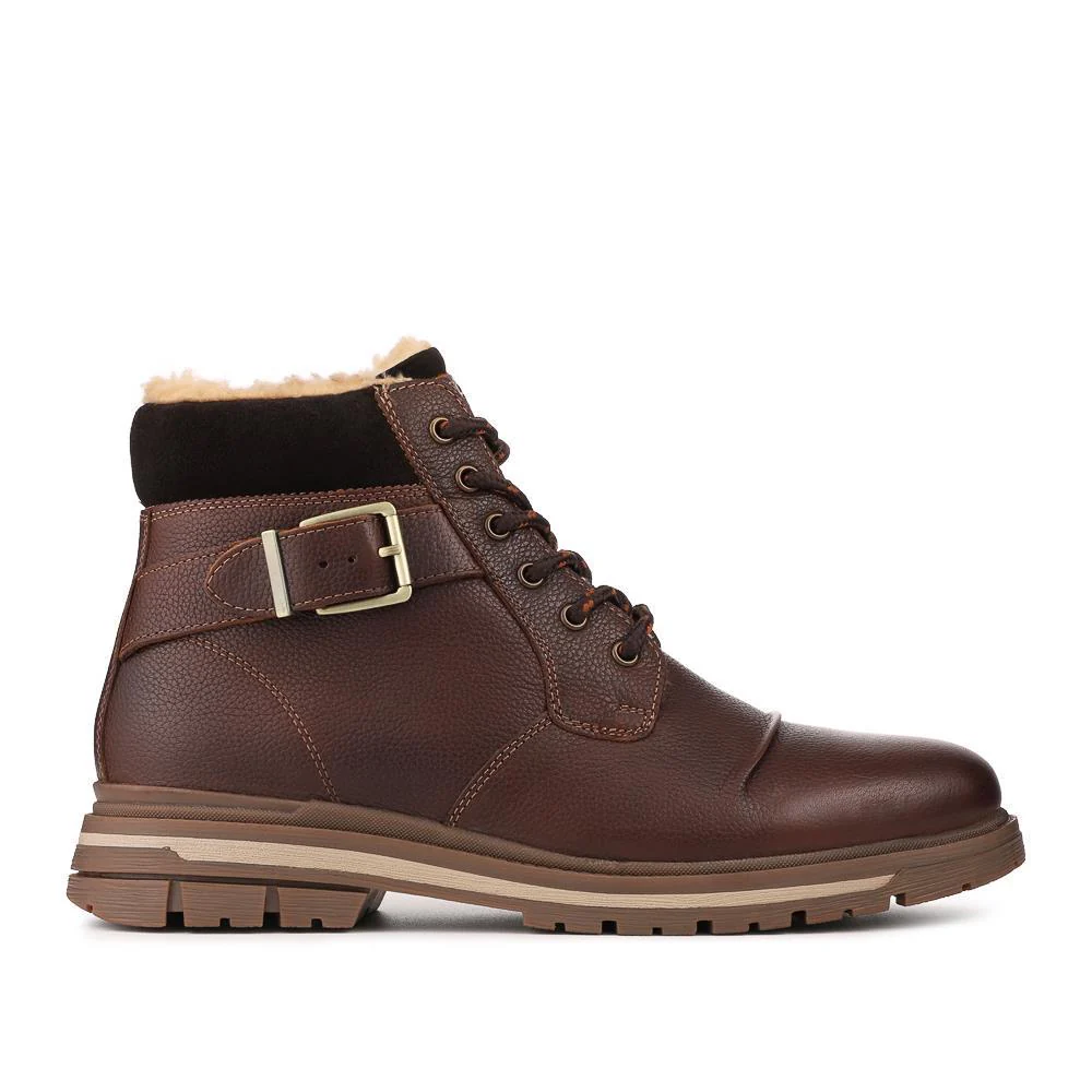 Warm Lined Leather Lace Up Boots - RNB42019 / 328 051 - Brown - Image 2