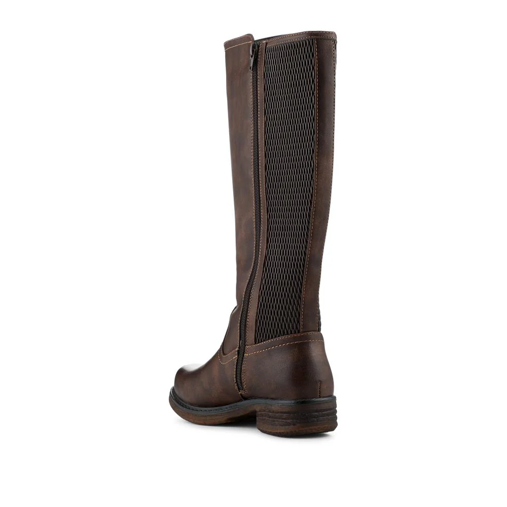 Warm Lined Long Boots With Inside Zip - PINYI42011 / 328 381 - Brown - Image 3