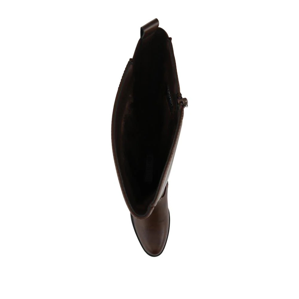 Warm Lined Long Boots With Stretch Calf Fitting - WBINS42099 / 328 463 - Brown - Image 4