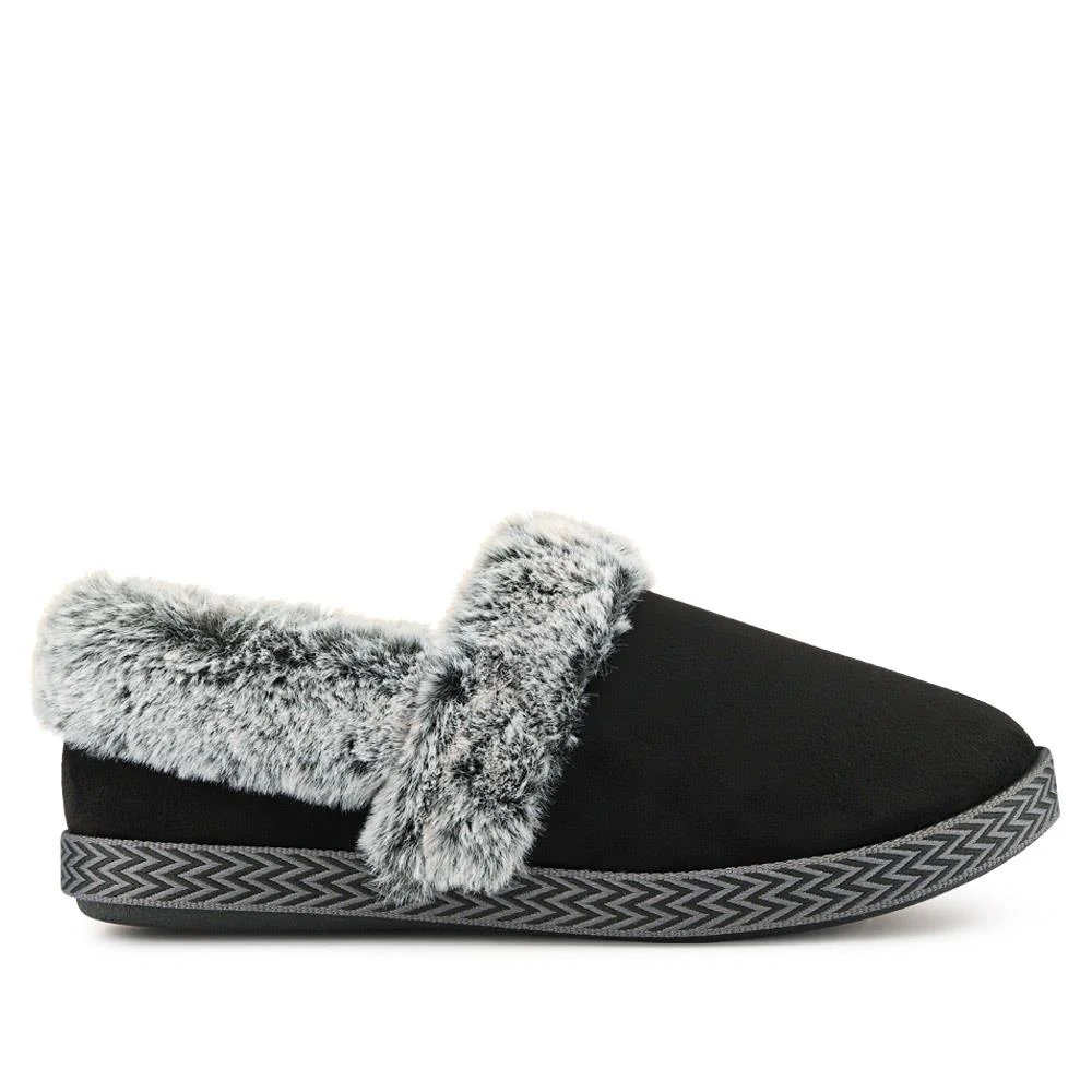 Warm-Lined Memory Foam Slippers - QING40038 / 326 611 - Black - Image 2