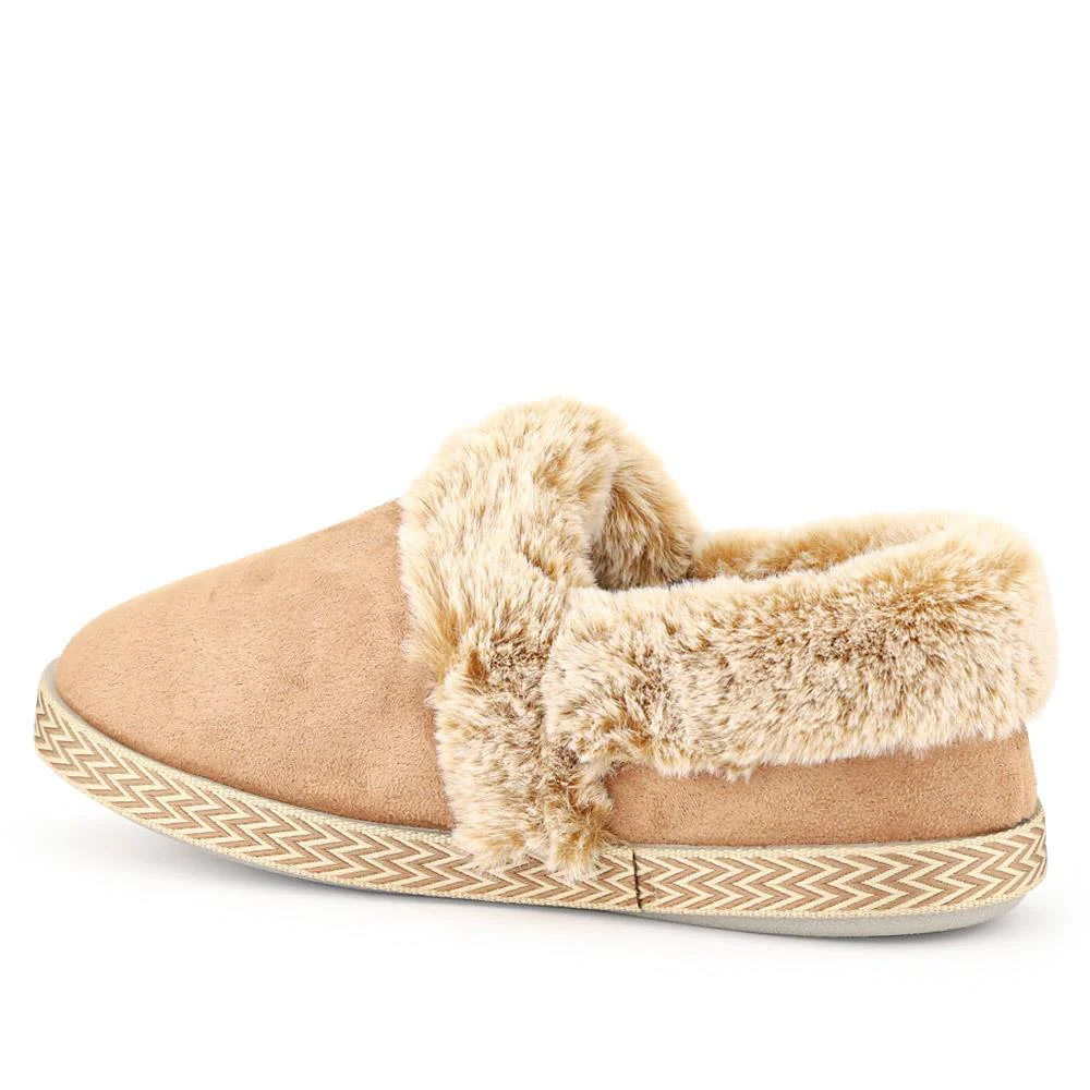 Warm-Lined Memory Foam Slippers - QING40038 / 326 611 - Taupe - Image 3