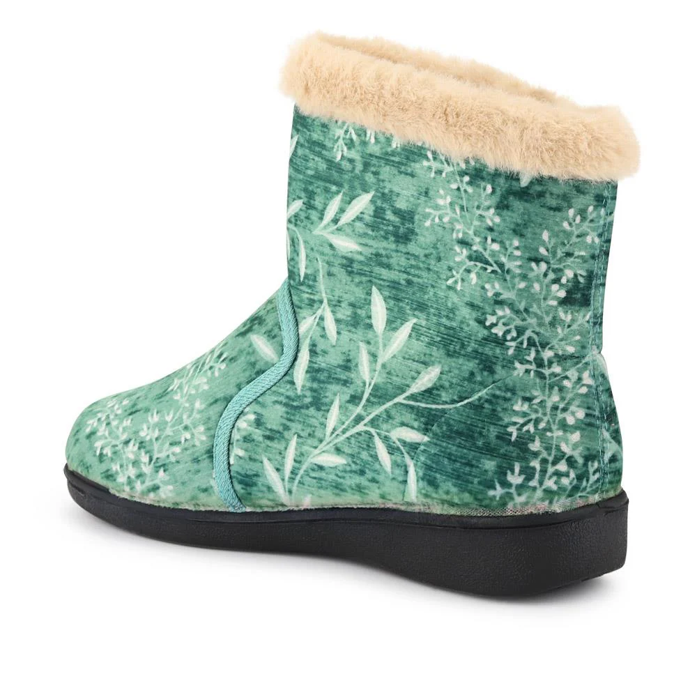 Warm-Lined Touch-Fasten Slippers - QINGD40002 / 326 582 - Green - Image 3