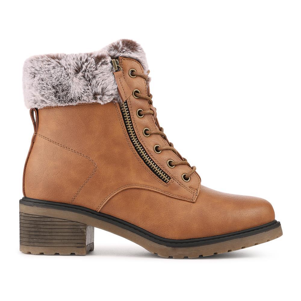 Warm Lined Zip Up Casual Boots - WBINS42040 / 328 476 - Tan - Image 2