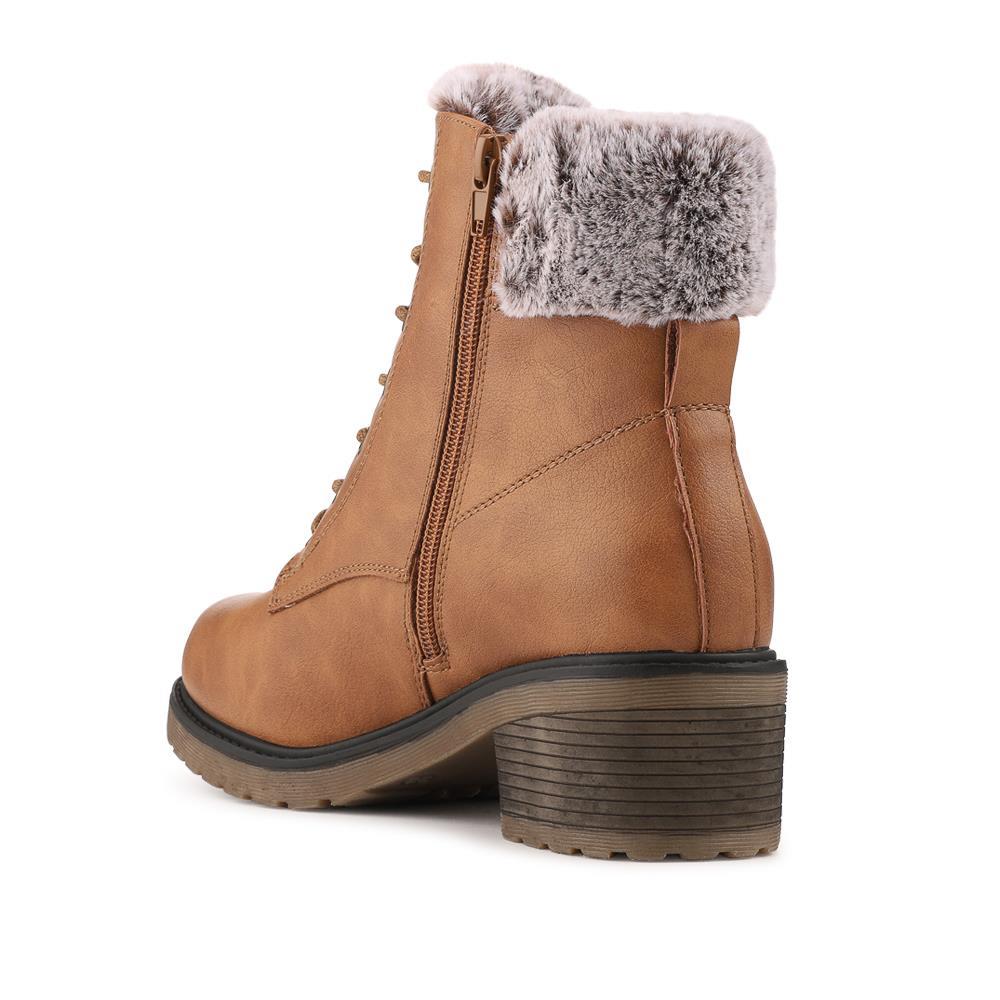 Warm Lined Zip Up Casual Boots - WBINS42040 / 328 476 - Tan - Image 3