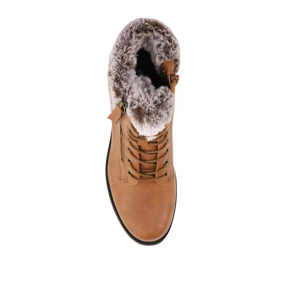 Warm Lined Zip Up Casual Boots - WBINS42040 / 328 476 - Tan - Image 4