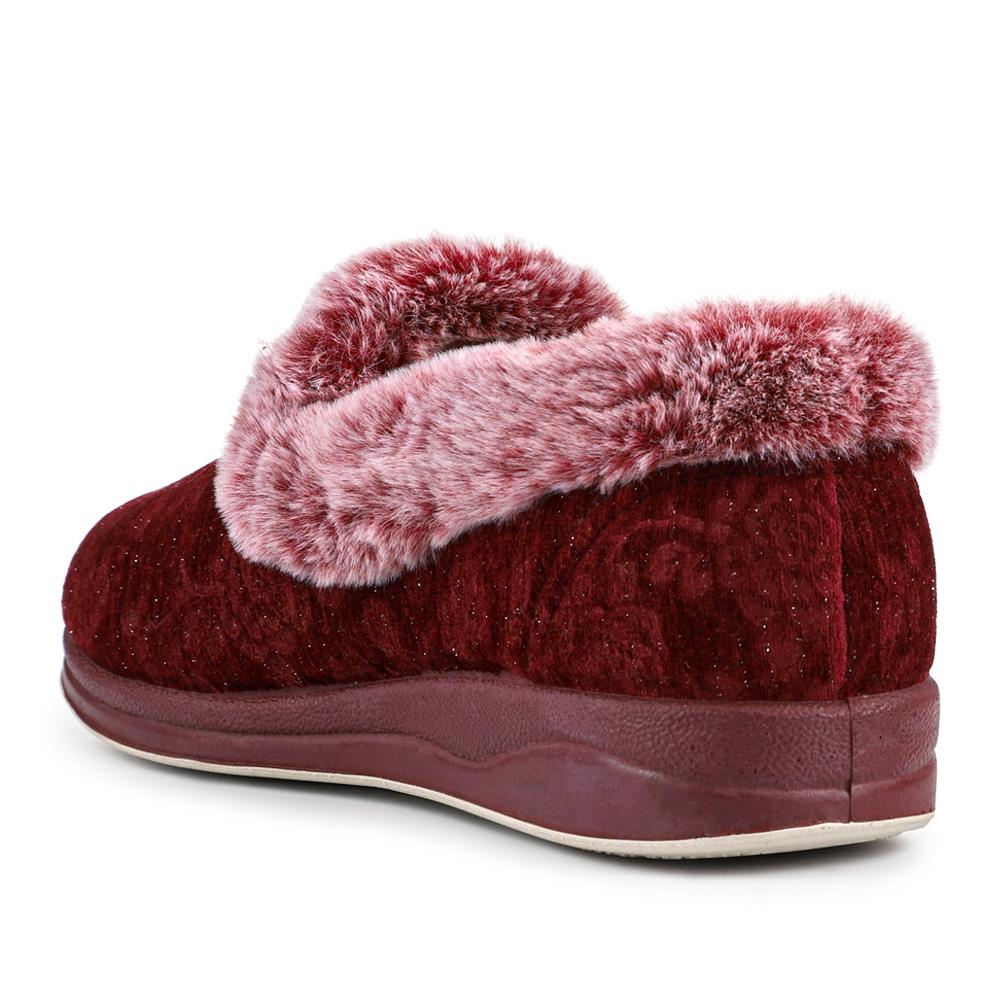 Warm Memory Foam Velour Slippers - QING42003 / 327 931 - Burgundy - Image 3