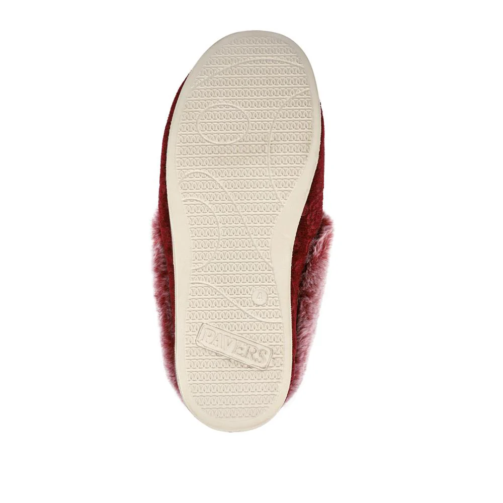 Warm Memory Foam Velour Slippers - QING42003 / 327 931 - Burgundy - Image 4
