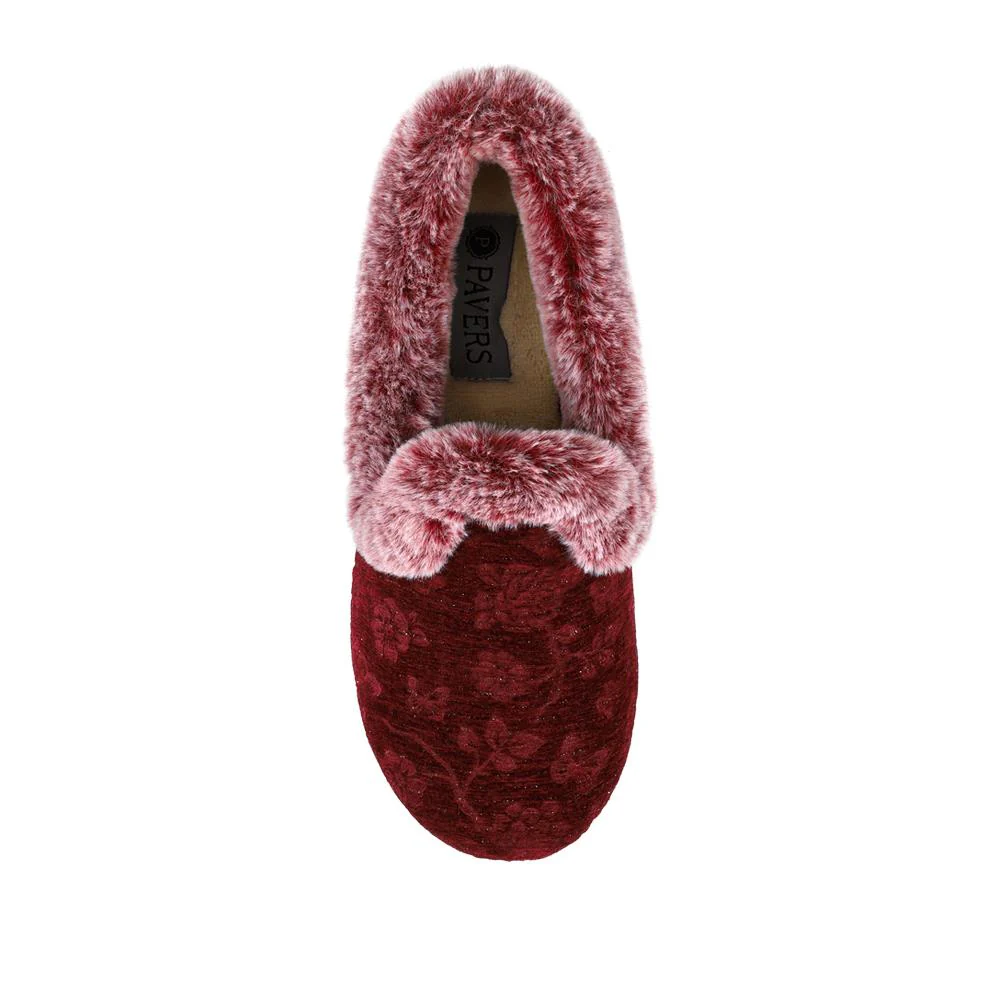 Warm Memory Foam Velour Slippers - QING42003 / 327 931 - Burgundy - Image 5