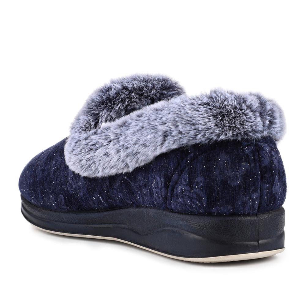 Warm Memory Foam Velour Slippers - QING42003 / 327 931 - Navy - Image 3