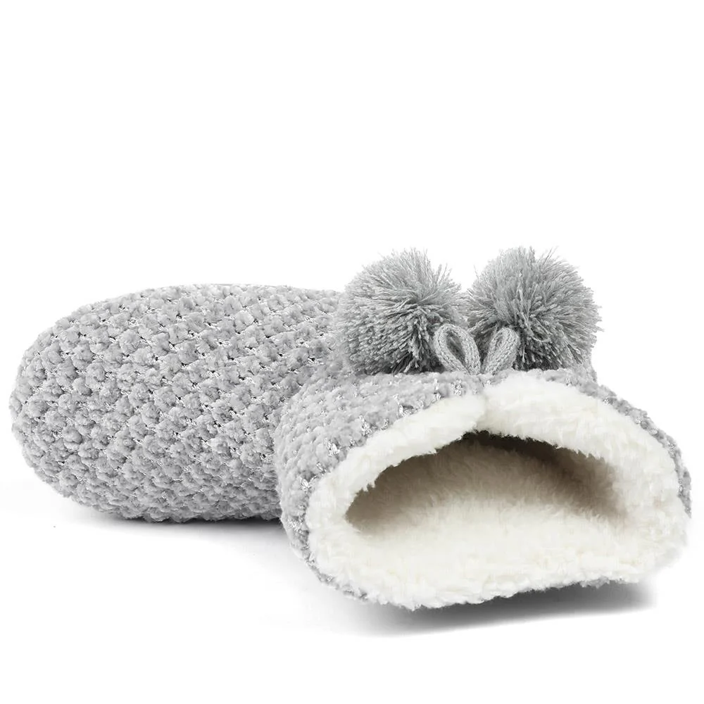 Warm Soft PomPom Slipper Boots - GALOP42003 / 328 067 - Grey-Silver - Image 4
