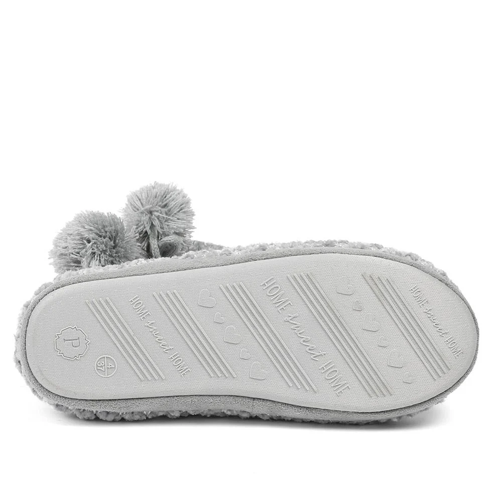 Warm Soft PomPom Slipper Boots - GALOP42003 / 328 067 - Grey-Silver - Image 5