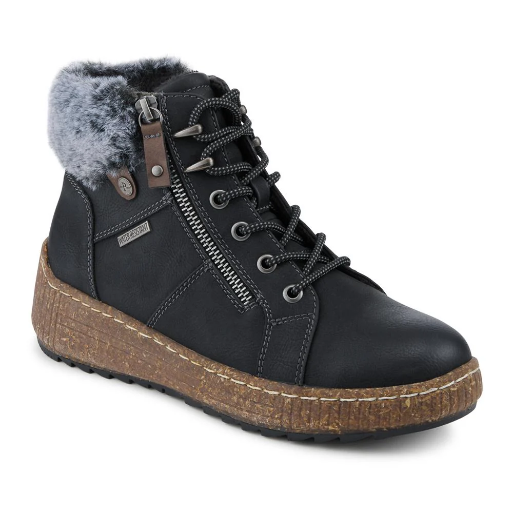 Warm Zip & Lace Fasten Water Resistant Boots - WOIL42054 / 328 545 - Black