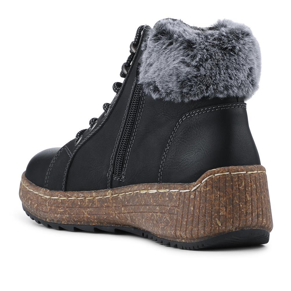 Warm Zip & Lace Fasten Water Resistant Boots - WOIL42054 / 328 545 - Black - Image 3