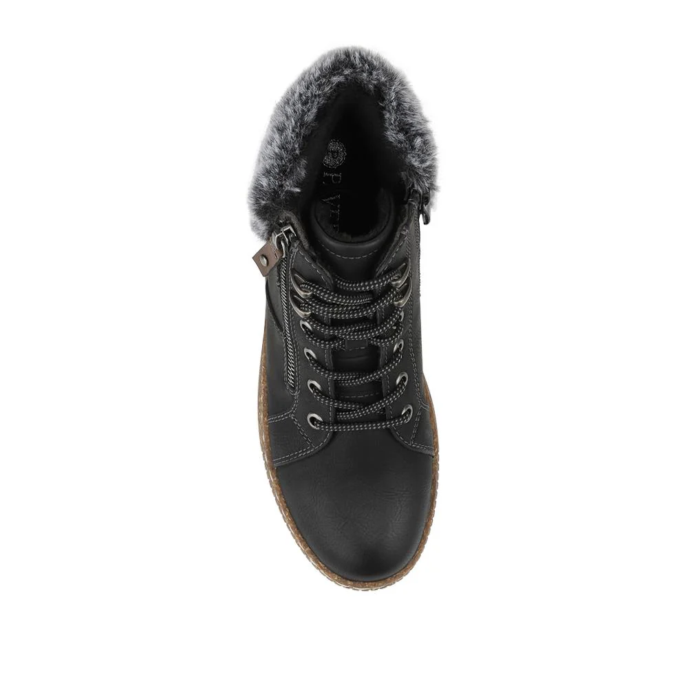 Warm Zip & Lace Fasten Water Resistant Boots - WOIL42054 / 328 545 - Black - Image 4