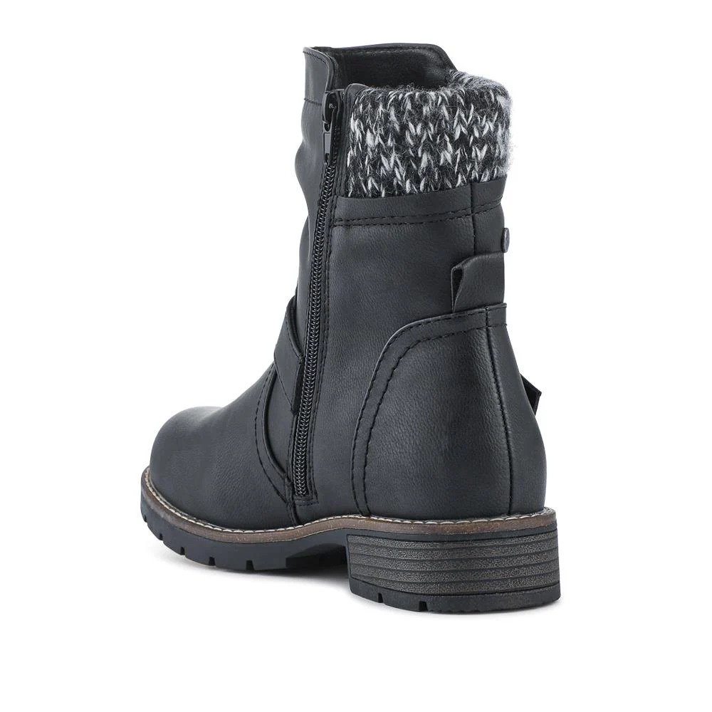 Water-Resistant Biker Boots - WBINS38033 / 324 161 - Black - Image 3