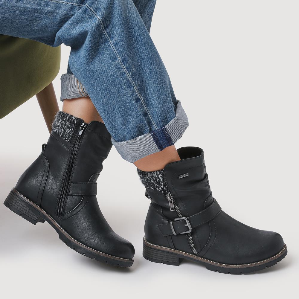 Water-Resistant Biker Boots - WBINS38033 / 324 161 - Black - Image 5