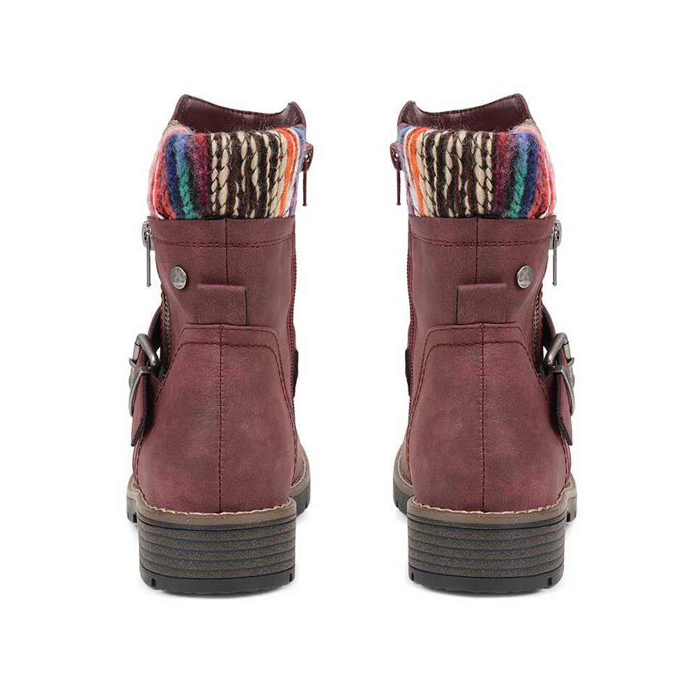 Water-Resistant Biker Boots - WBINS38033 / 324 161 - Burgundy - Image 3