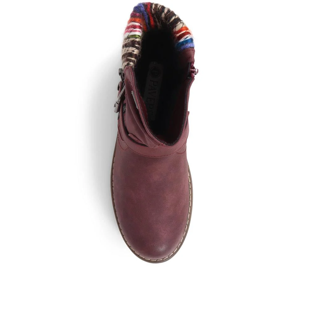 Water-Resistant Biker Boots - WBINS38033 / 324 161 - Burgundy - Image 5