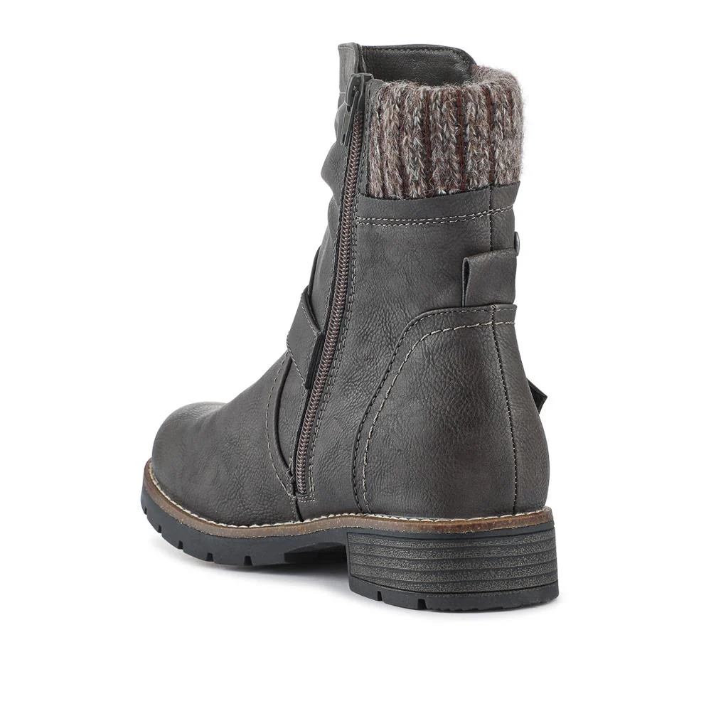 Water-Resistant Biker Boots - WBINS38033 / 324 161 - Grey - Image 3