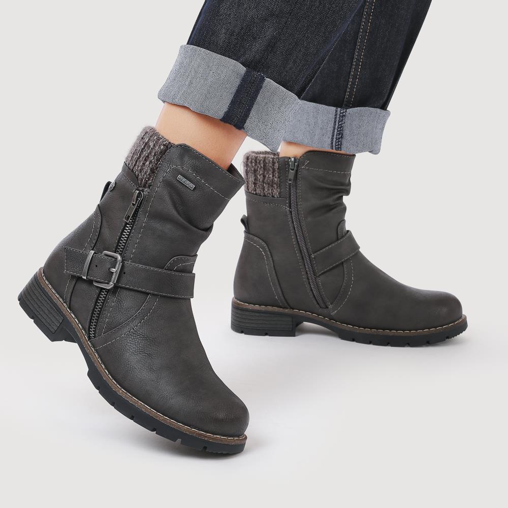 Water-Resistant Biker Boots - WBINS38033 / 324 161 - Grey - Image 5