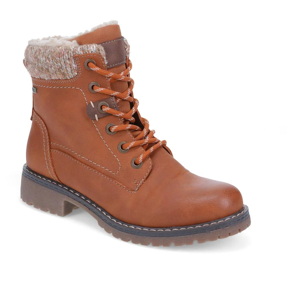 Soft-Cuffed Lace-Up Ankle Boots - SUPRE40007 / 326 253 - Cognac