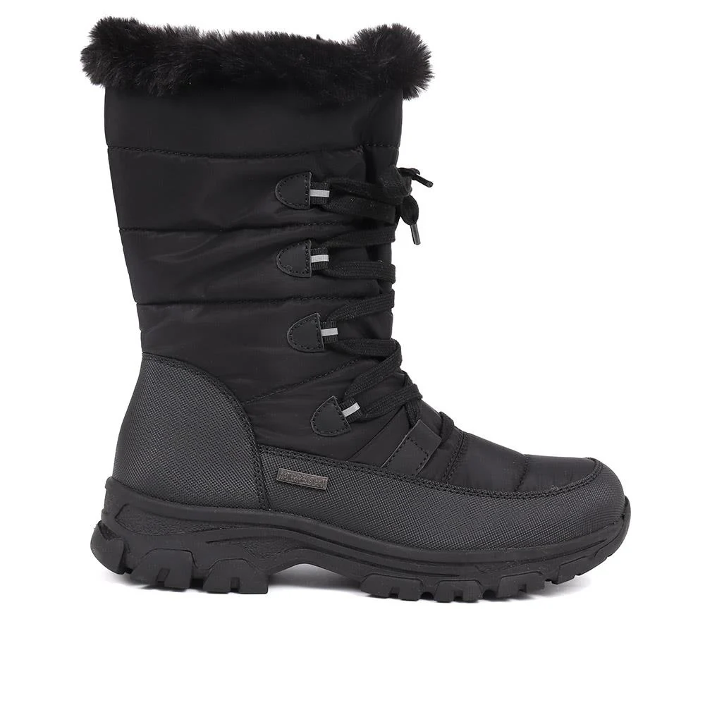 Water Resistant Wide Fit Reflective Weather Boots - WOIL40068 / 326 385 - Black - Image 2