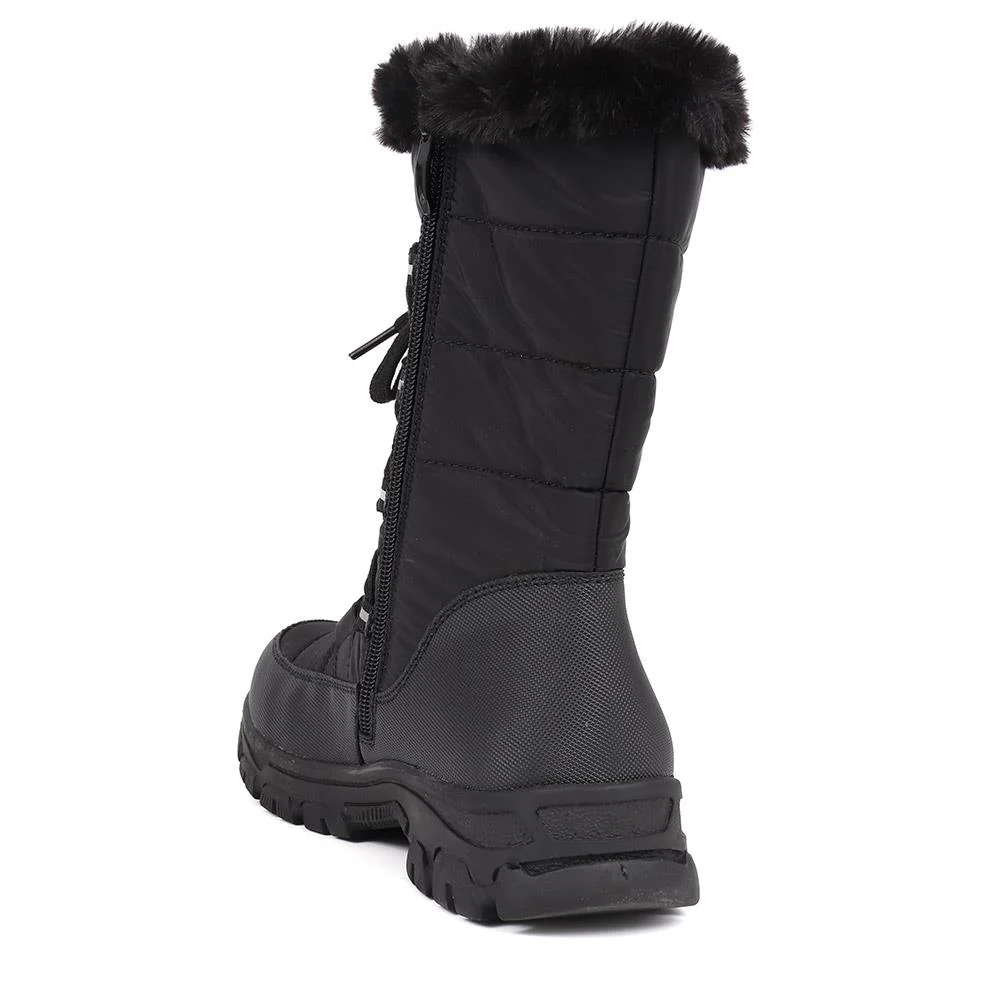 Water Resistant Wide Fit Reflective Weather Boots - WOIL40068 / 326 385 - Black - Image 3