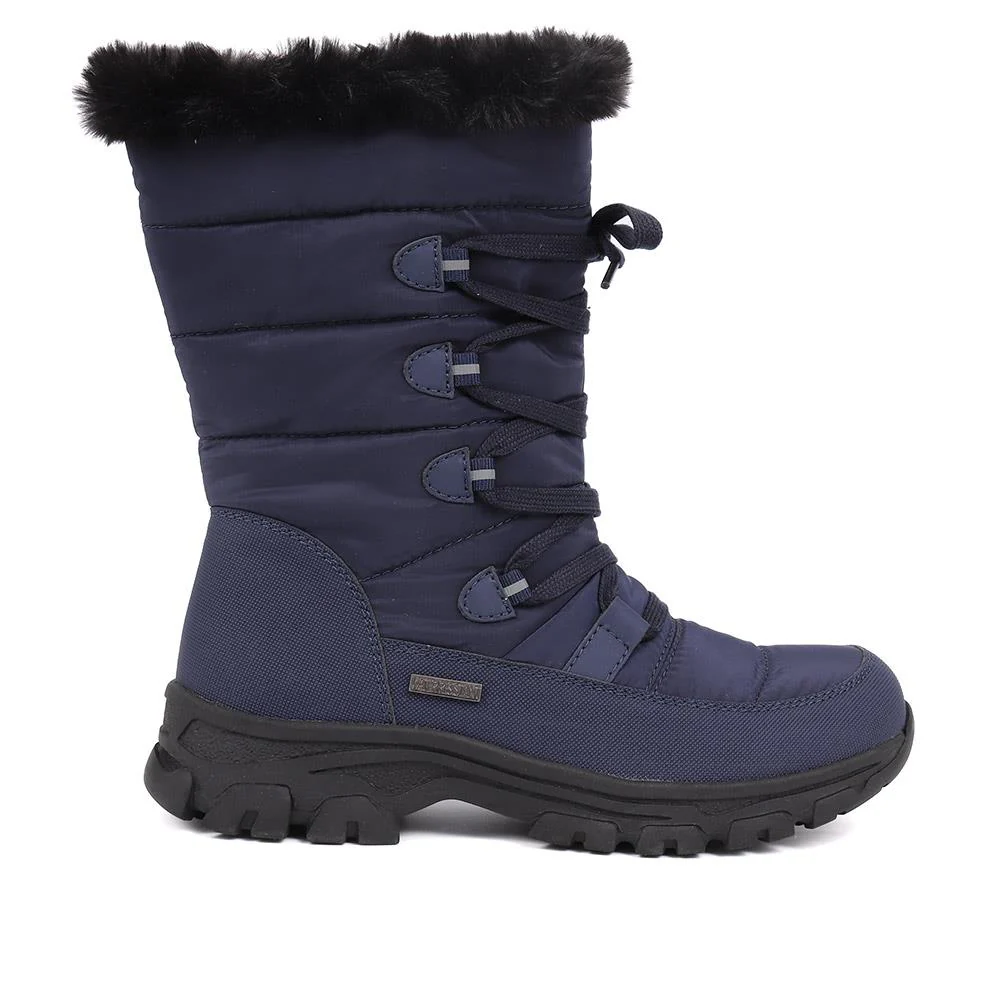Water Resistant Wide Fit Reflective Weather Boots - WOIL40068 / 326 385 - Navy - Image 2