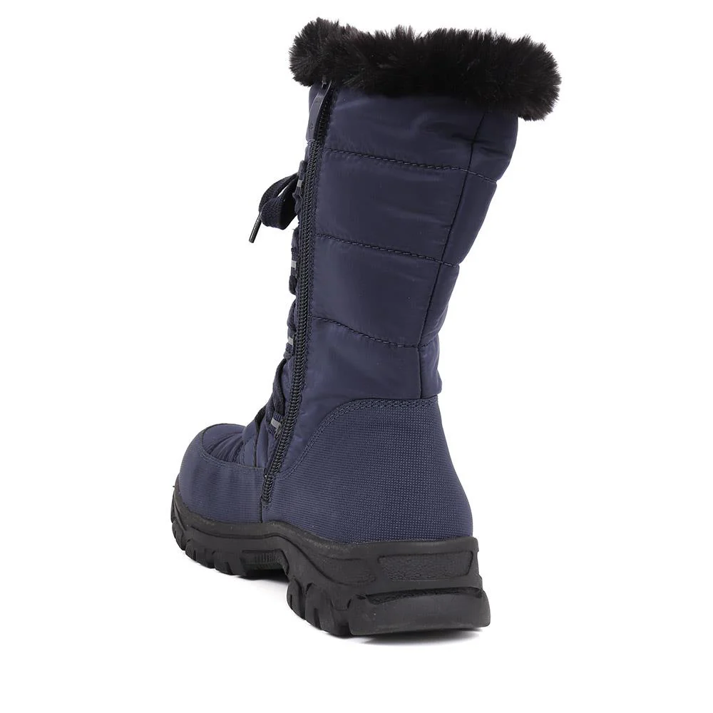 Water Resistant Wide Fit Reflective Weather Boots - WOIL40068 / 326 385 - Navy - Image 3