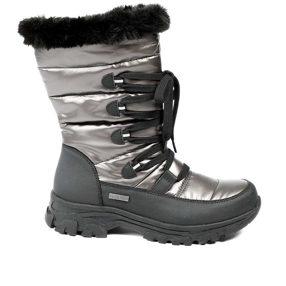 Water Resistant Wide Fit Reflective Weather Boots - WOIL40068 / 326 385 - Pewter - Image 2