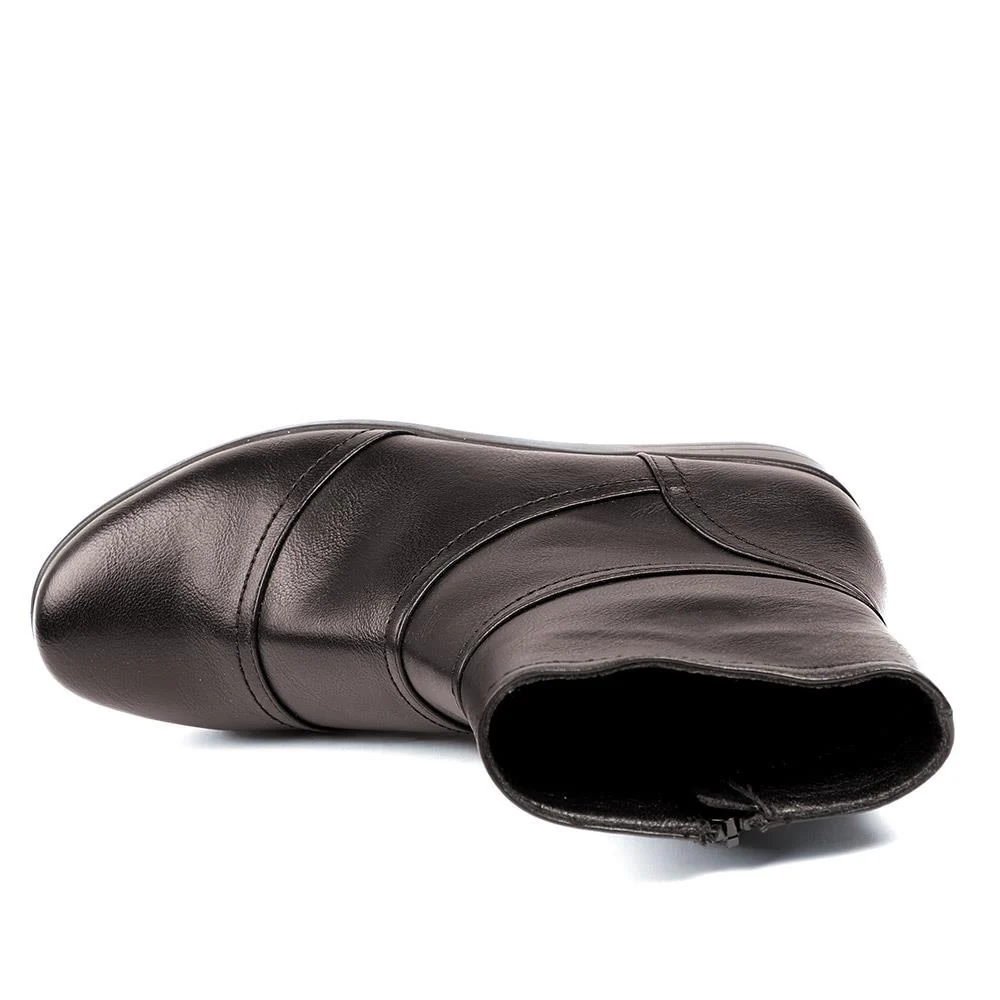 Wedge Heel Casual Zip Up Ankle Boots - WK42015 / 328 422 - Brown - Image 4