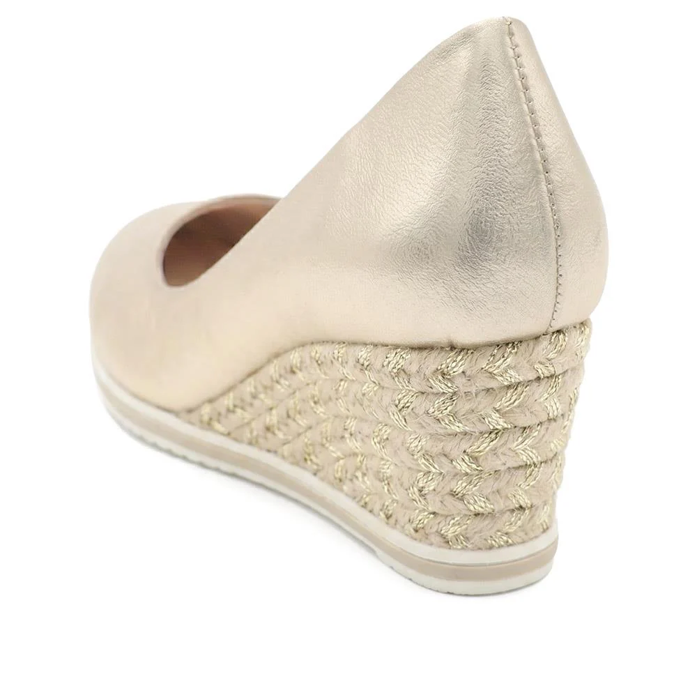 Wedge Heel Espadrille Trim Pumps - WBINS43009 / 329 176 - Gold - Image 4