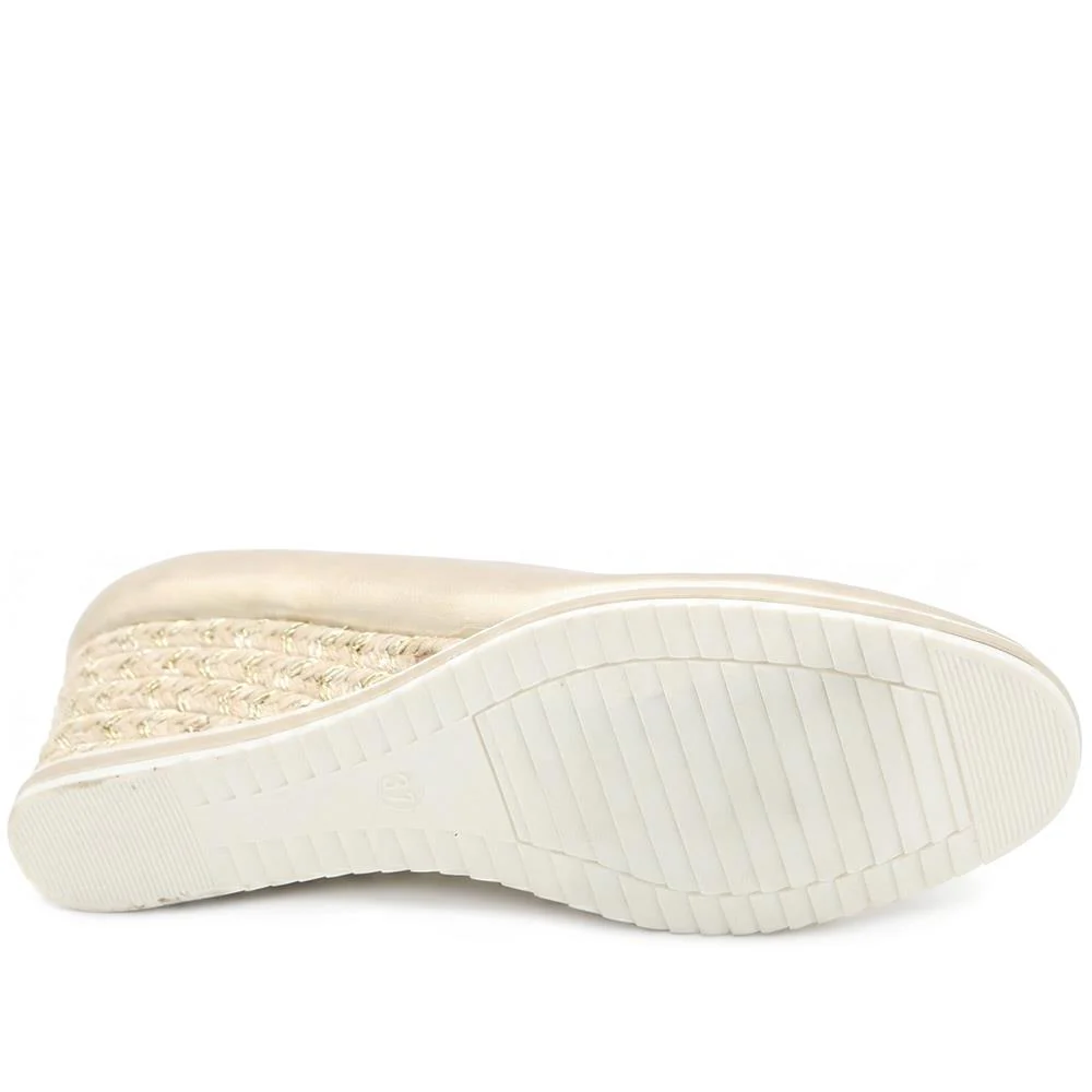 Wedge Heel Espadrille Trim Pumps - WBINS43009 / 329 176 - Gold - Image 6