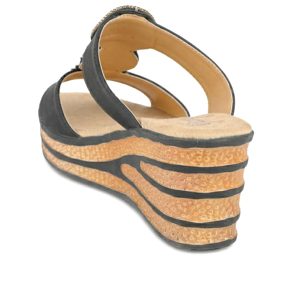 Wedge Heel Jewelled Sandals - WBINS43087 / 329 160 - Black - Image 3