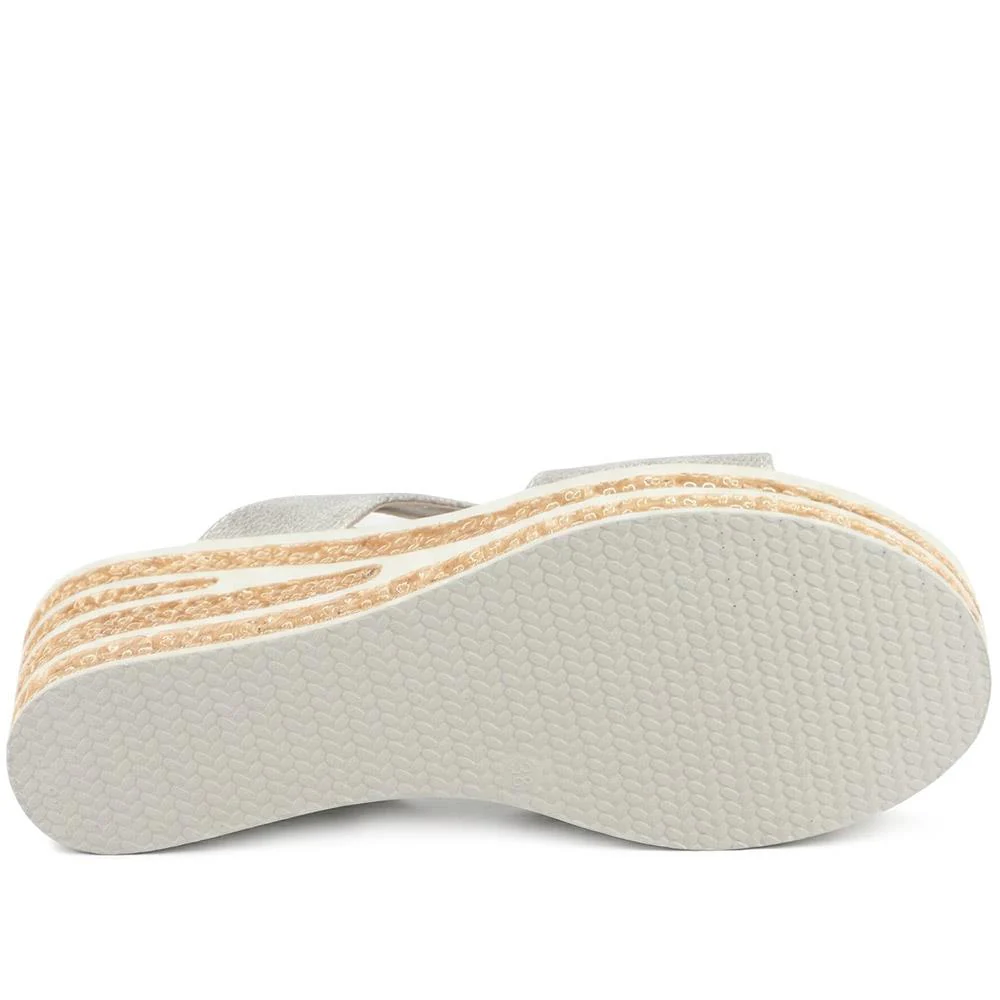 Wedge Heel Jewelled Sandals - WBINS43087 / 329 160 - Soft Gold - Image 5