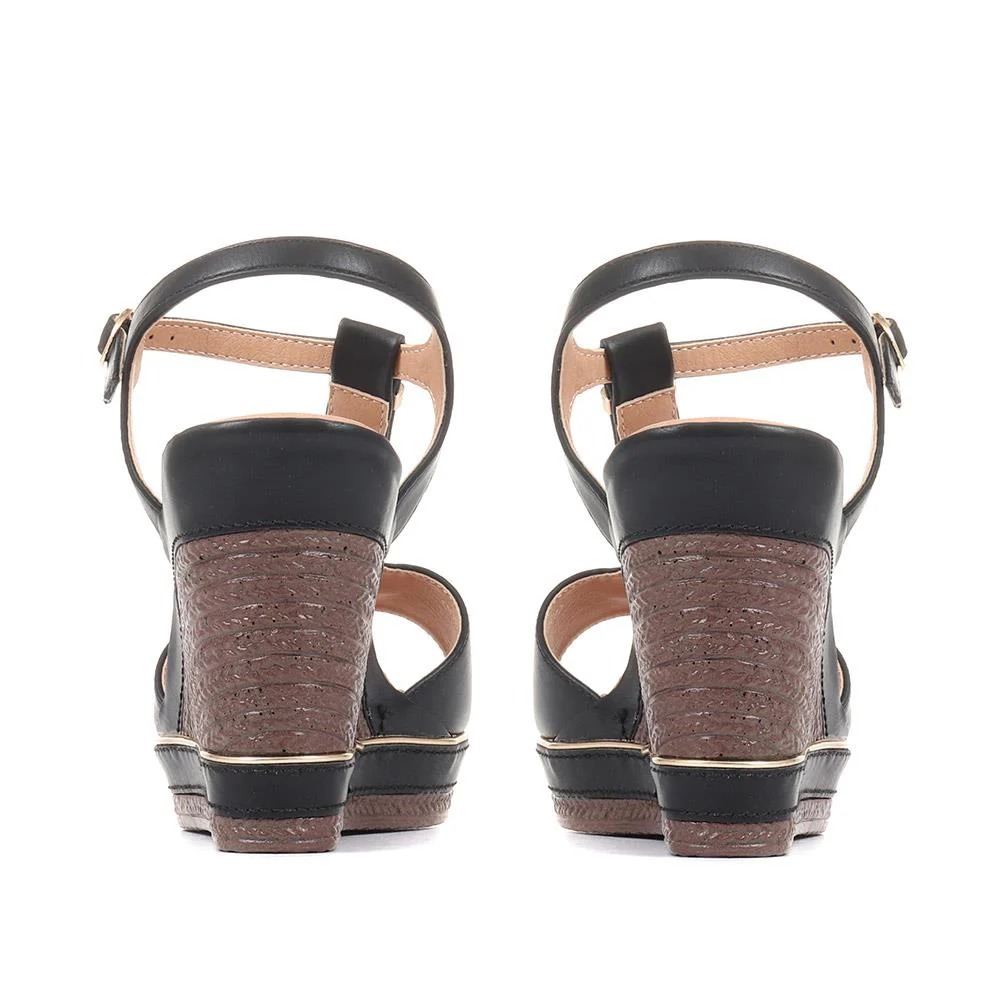 Wedge Heel Sandals - BELTRE35007 / 321 892 - Black - Image 3