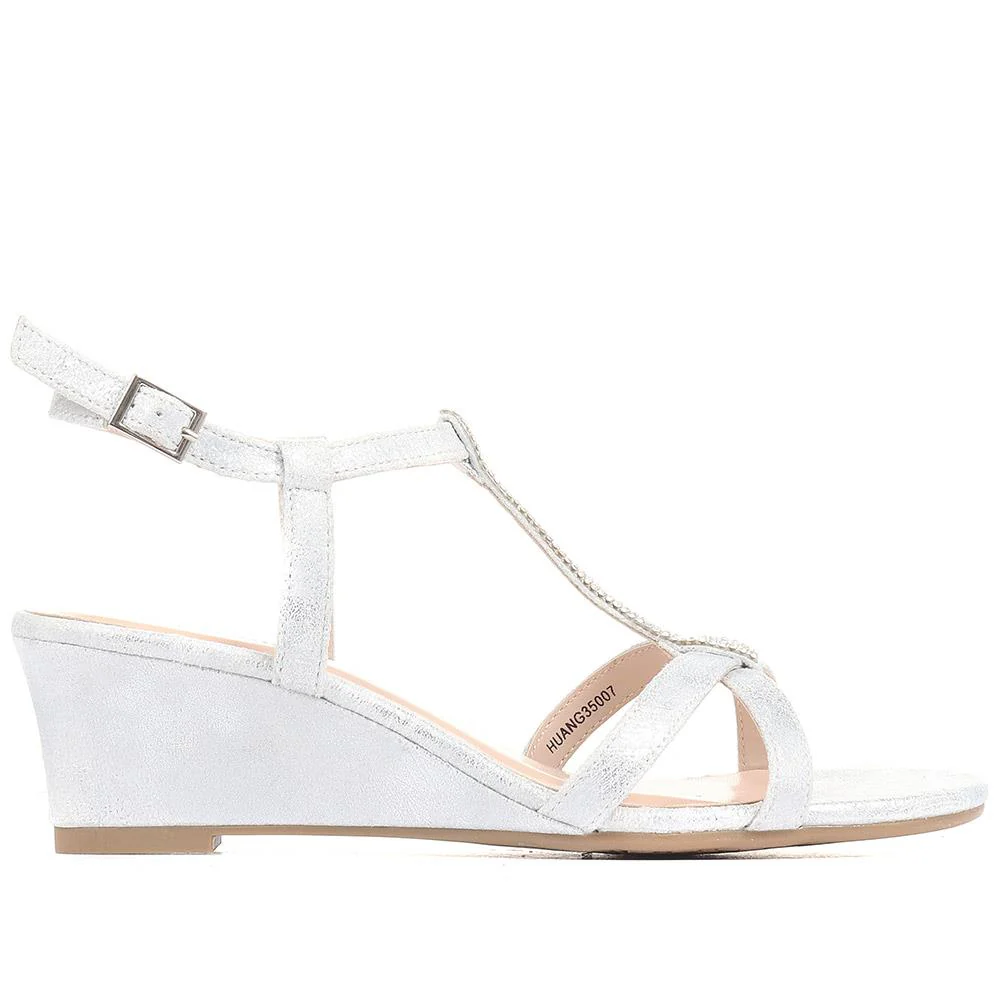 Wedge Heel Sandals - HUANG35007 / 322 264 - Silver - Image 2