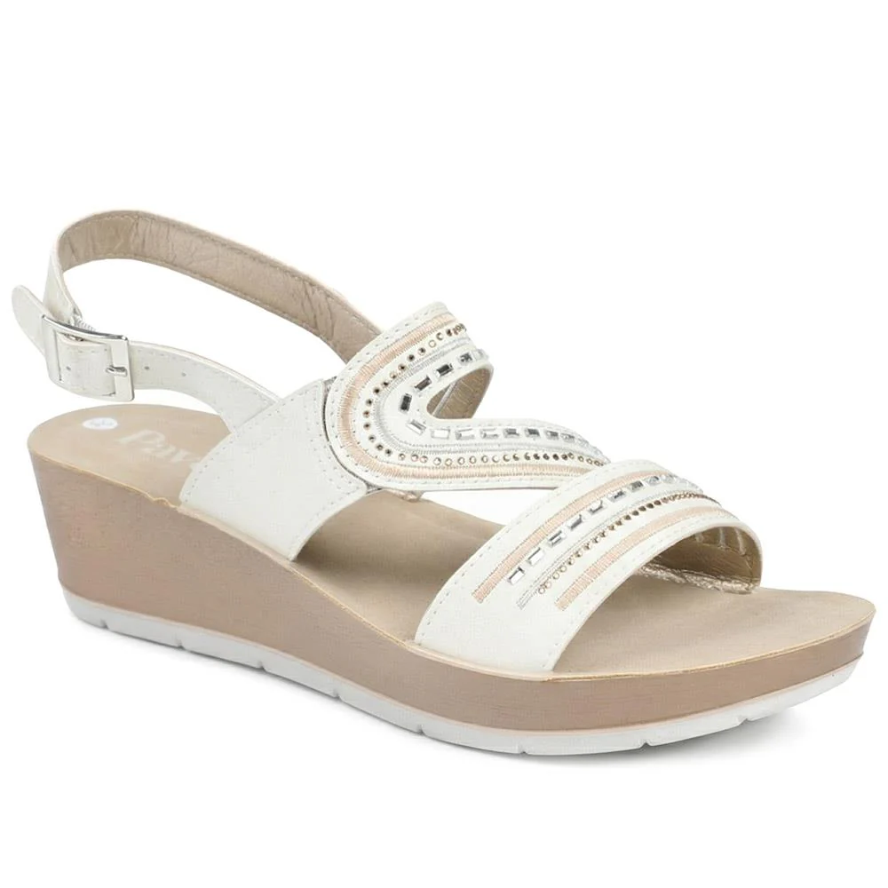 Wedge Heeled Buckle Fasten Sandals - INB43012 / 329 269 - Image 2