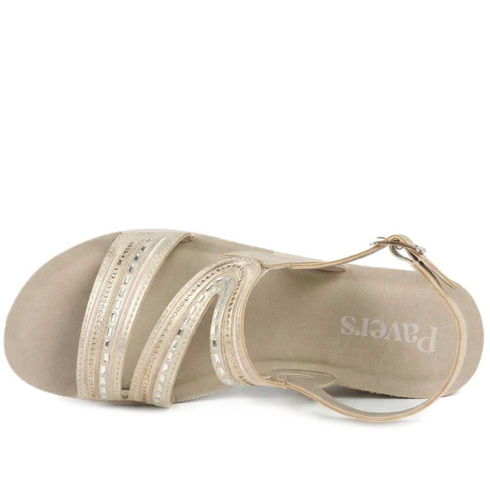 Wedge Heeled Buckle Fasten Sandals - INB43012 / 329 269 - Gold - Image 4