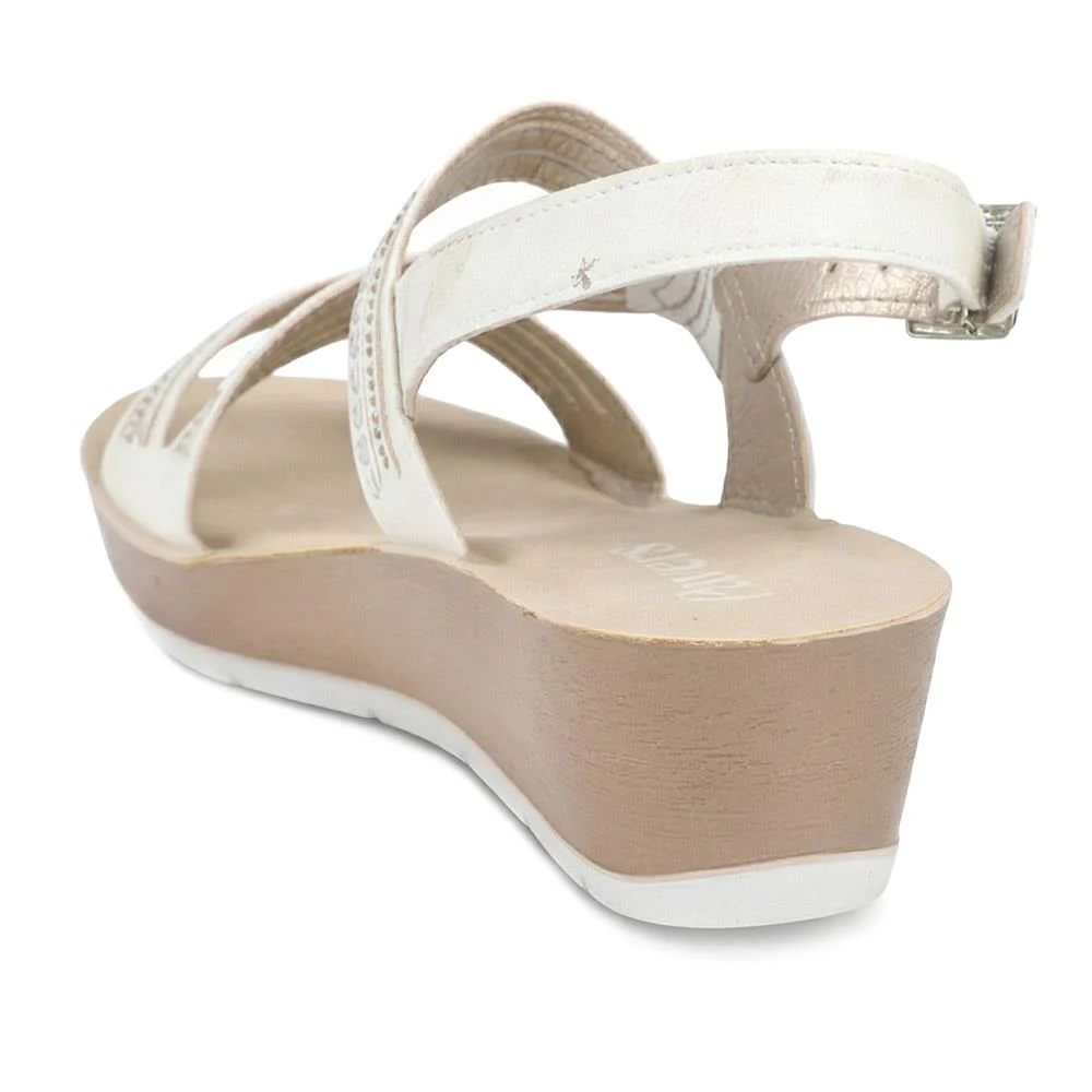 Wedge Heeled Buckle Fasten Sandals - INB43012 / 329 269 - White - Image 3