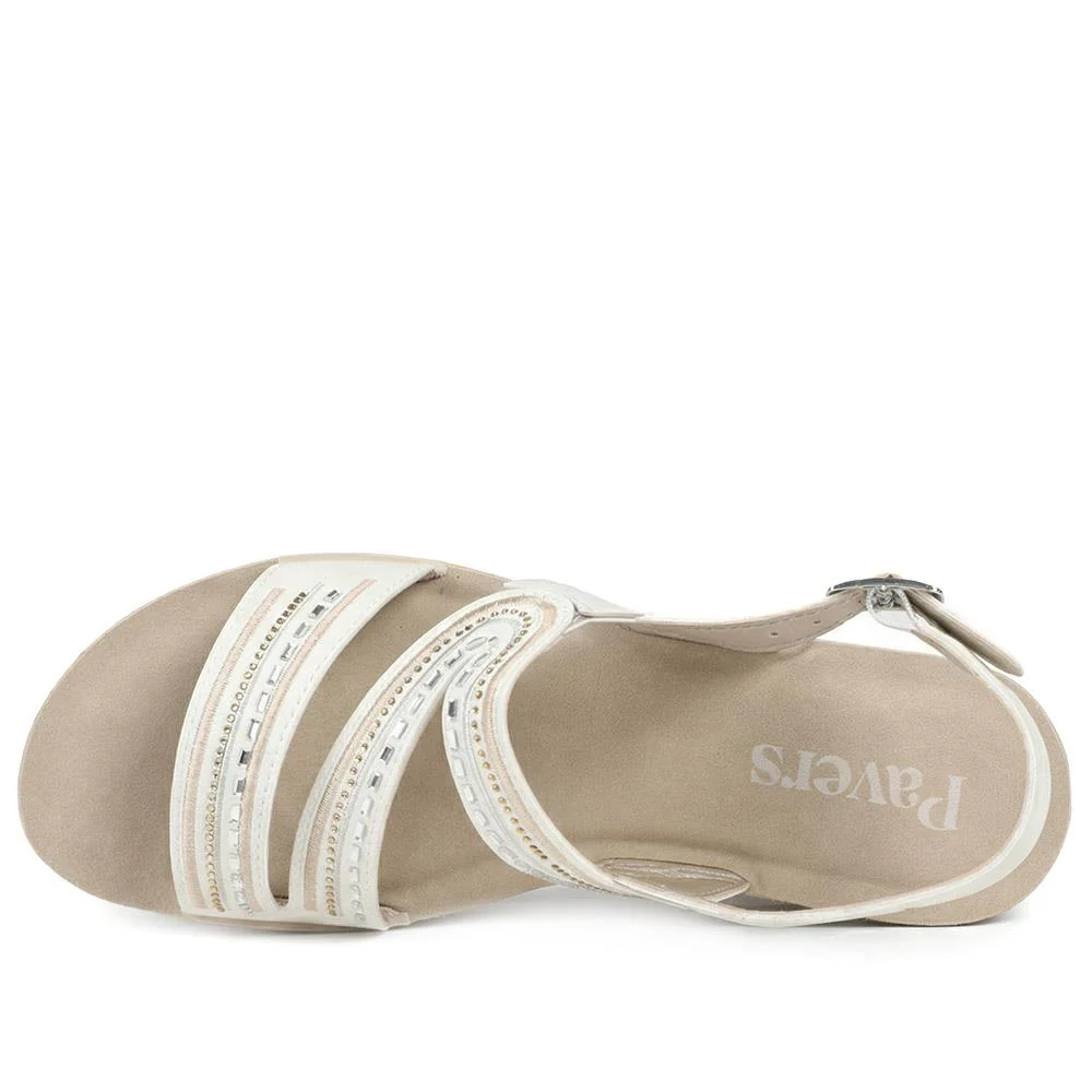 Wedge Heeled Buckle Fasten Sandals - INB43012 / 329 269 - White - Image 4