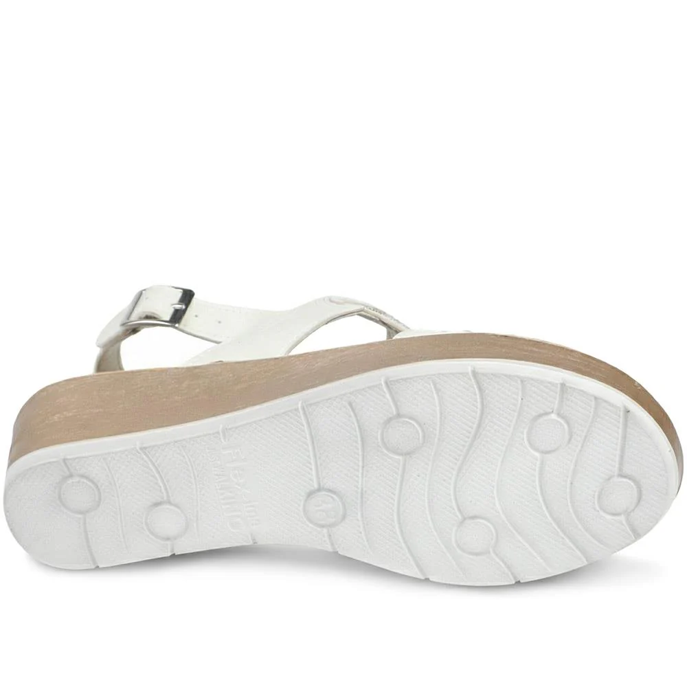 Wedge Heeled Buckle Fasten Sandals - INB43012 / 329 269 - White - Image 5