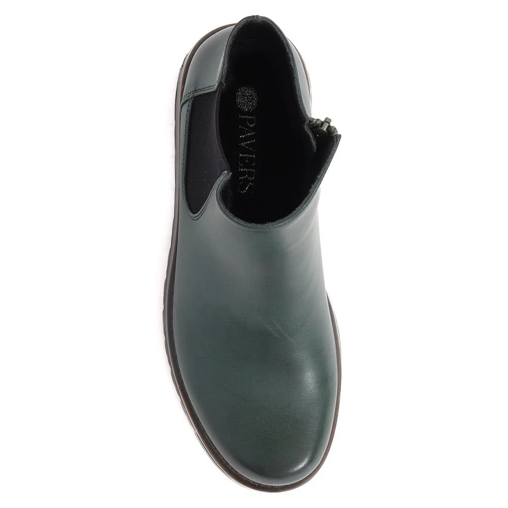 Wedge-Heeled Chelsea Boots - WK40015 / 326 128 - Green - Image 4