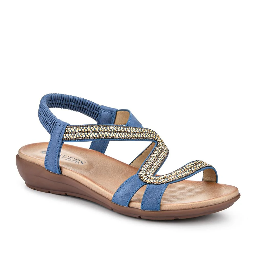 Wedge-Heeled Slingback Sandals - BAIZH41041 / 327 423 - Blue