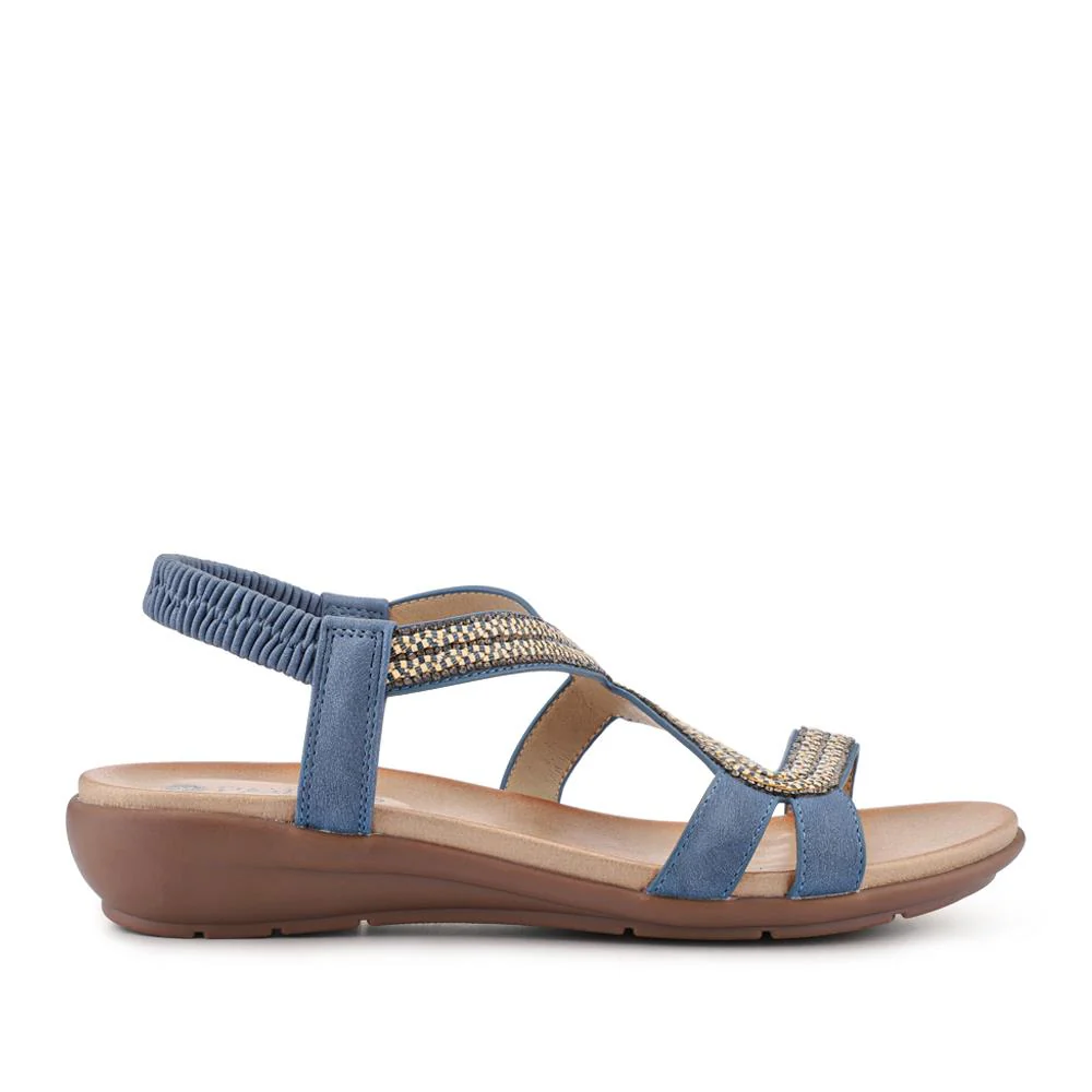 Wedge-Heeled Slingback Sandals - BAIZH41041 / 327 423 - Blue - Image 2